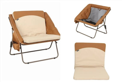 Ozark Trail Oversized Padded Camping Chair – Brown Folding Outdoor Chair with Removable Seat Pad - Camping Gear with | Sold by Uncle Wiener's Wholesale