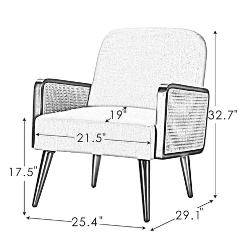 Jayden Creation Elva 25.4" W x 29.1" D x 32.7" H Rattan Armchair – Handcrafted Accent Chair