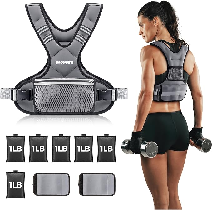 PACEARTH Weighted Vest Adjustable Workout Vest for Running Training and Fitness - with 11-20 lb (grey) | Sold by Uncle Wiener's Wholesale