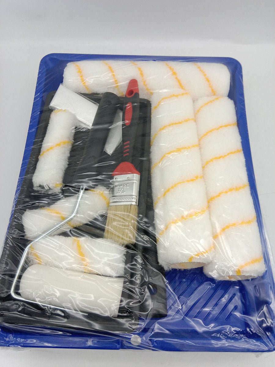 Paint Roller Set 9" & 4" Roller Covers Brush Tray Drop Sheet Painting Kit T1001 - with | Sold by Uncle Wiener's Wholesale