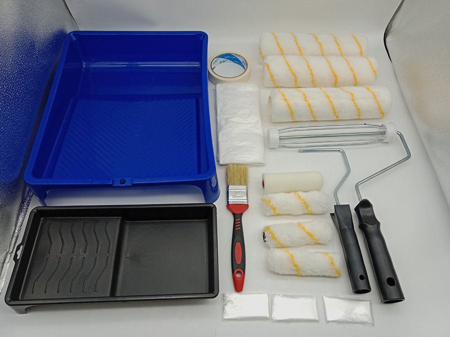 Paint Roller Set 9" & 4" Roller Covers Brush Tray Drop Sheet Painting Kit T1001 - with | Sold by Uncle Wiener's Wholesale