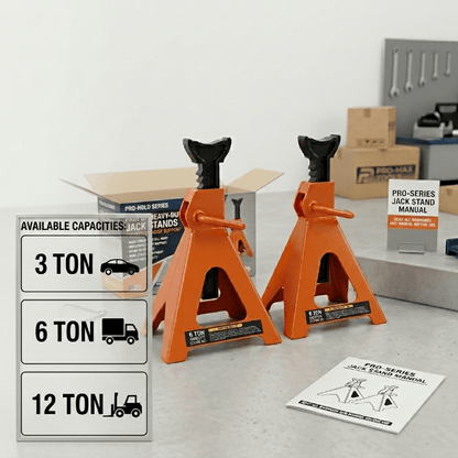 Pair of Heavy - Duty Jack Stands – 3 Ton / 6 Ton / 12 Ton Hoist Support - Material Handling with Pair 3 - Ton Jack Stands | Sold by Uncle Wiener's Wholesale