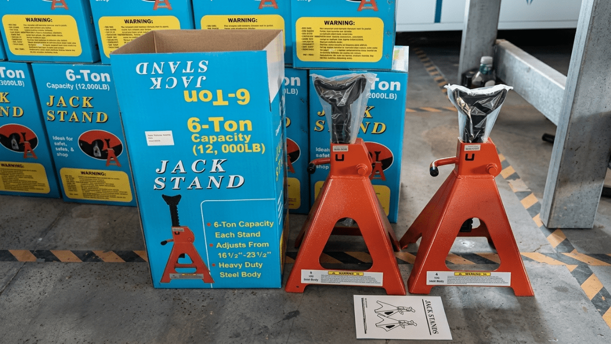 Pair of Heavy - Duty Jack Stands – 3 Ton / 6 Ton / 12 Ton Hoist Support - Material Handling with Pair 6 - Ton Jack Stands | Sold by Uncle Wiener's Wholesale