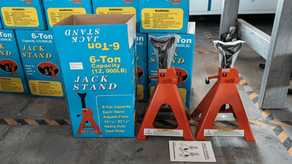 Pair of Heavy - Duty Jack Stands – 3 Ton / 6 Ton / 12 Ton Hoist Support - Material Handling with Pair 6 - Ton Jack Stands | Sold by Uncle Wiener's Wholesale