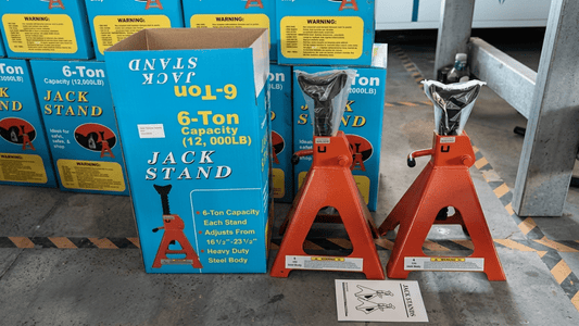 Pair of Heavy - Duty Jack Stands – 3 Ton / 6 Ton / 12 Ton Hoist Support - Material Handling with Pair 6 - Ton Jack Stands | Sold by Uncle Wiener's Wholesale