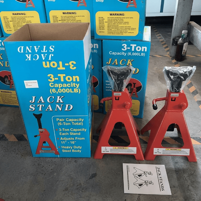 Pair of Heavy - Duty Jack Stands – 3 Ton / 6 Ton / 12 Ton Hoist Support - Material Handling with Pair 3 - Ton Jack Stands | Sold by Uncle Wiener's Wholesale