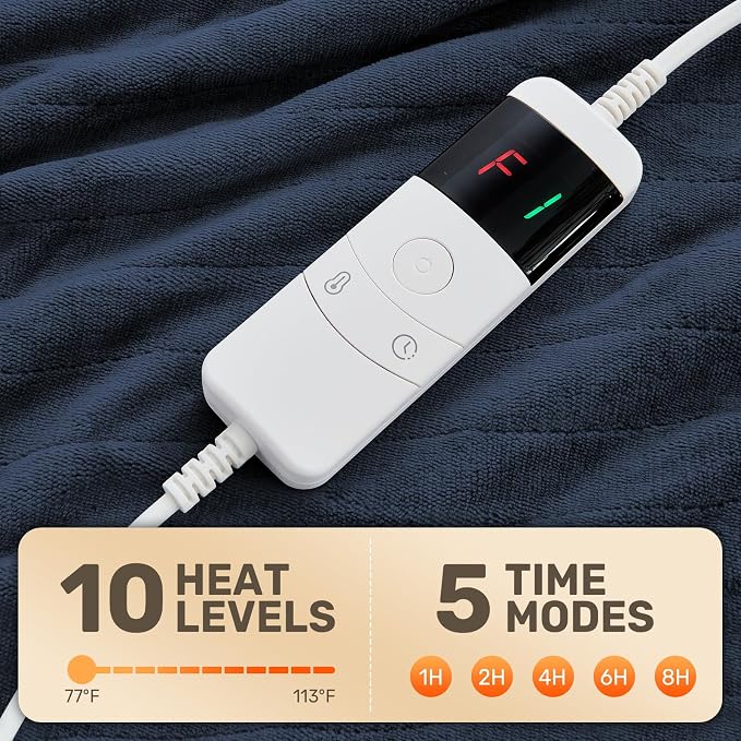 Peace Nest Heated Electric Throw Blanket – Soft Flannel Blanket with 10 Heat Levels, Timer & Auto Shut-Off - Home products with 50" x 60" | Sold by Uncle Wiener's Wholesale