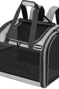 Pecute Cat Backpack with Widened Interior Space, Upgraded Dog Backpack Carrier with Various Ways to Carry, Pet Backpack with Breathable Mesh, Pet Travel Carrier with Soft Padded, Reinforced Support - with Grey - Widened Design | Sold by Uncle Wiener's Wholesale