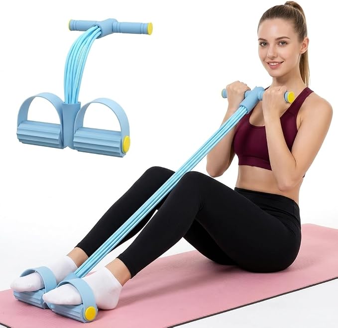 Pedal Resistance Band with Handles – Full-Body Exercise Band with Foot Pedals for Home Workouts, Pilates, Stretching & Strength Training - Exercise Equipment with Blue (40lbs) | Sold by Uncle Wiener's Wholesale