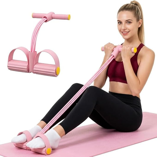 Pedal Resistance Band with Handles – Full-Body Exercise Band with Foot Pedals for Home Workouts, Pilates, Stretching & Strength Training - Exercise Equipment with Pink (25lbs) | Sold by Uncle Wiener's Wholesale