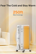 PELONIS Basic Electric Oil Filled Radiator, 1500W Portable Full Room Radiant Space Heater with Adjustable Thermostat, White - with | Sold by Uncle Wiener's Wholesale