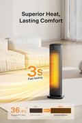 PELONIS Oscillating Ceramic Tower Indoor Space Heater for Home with Oscillation, Programmable Thermostat & ECO Mode, 12H Timer & Remote Control, Safety Protection, 23 Inches, 1500W, PHF15RSAPH23 - with Black | Sold by Uncle Wiener's Wholesale