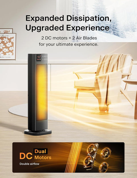 PELONIS Oscillating Ceramic Tower Indoor Space Heater for Home with Oscillation, Programmable Thermostat & ECO Mode, 12H Timer & Remote Control, Safety Protection, 23 Inches, 1500W, PHF15RSAPH23 - with Black | Sold by Uncle Wiener's Wholesale