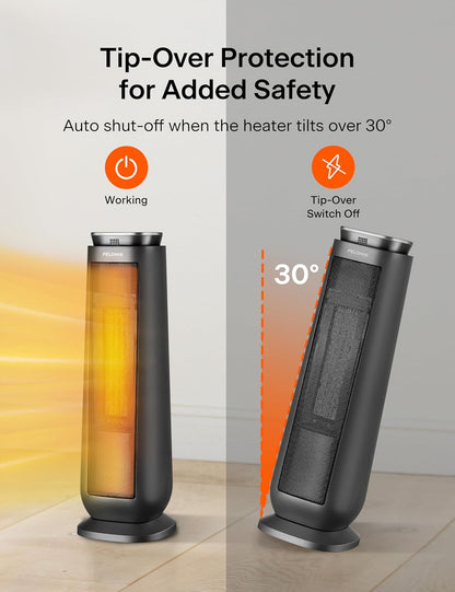 Pelonis Space Heater Portable for Indoor Use, 23 Inch Electric Heater with remote for Bedroom, 1500W PTC Fan Heater with Overheating& tip - over Protection, Quiet, Energy Efficient, 70°Oscillating - with | Sold by Uncle Wiener's Wholesale