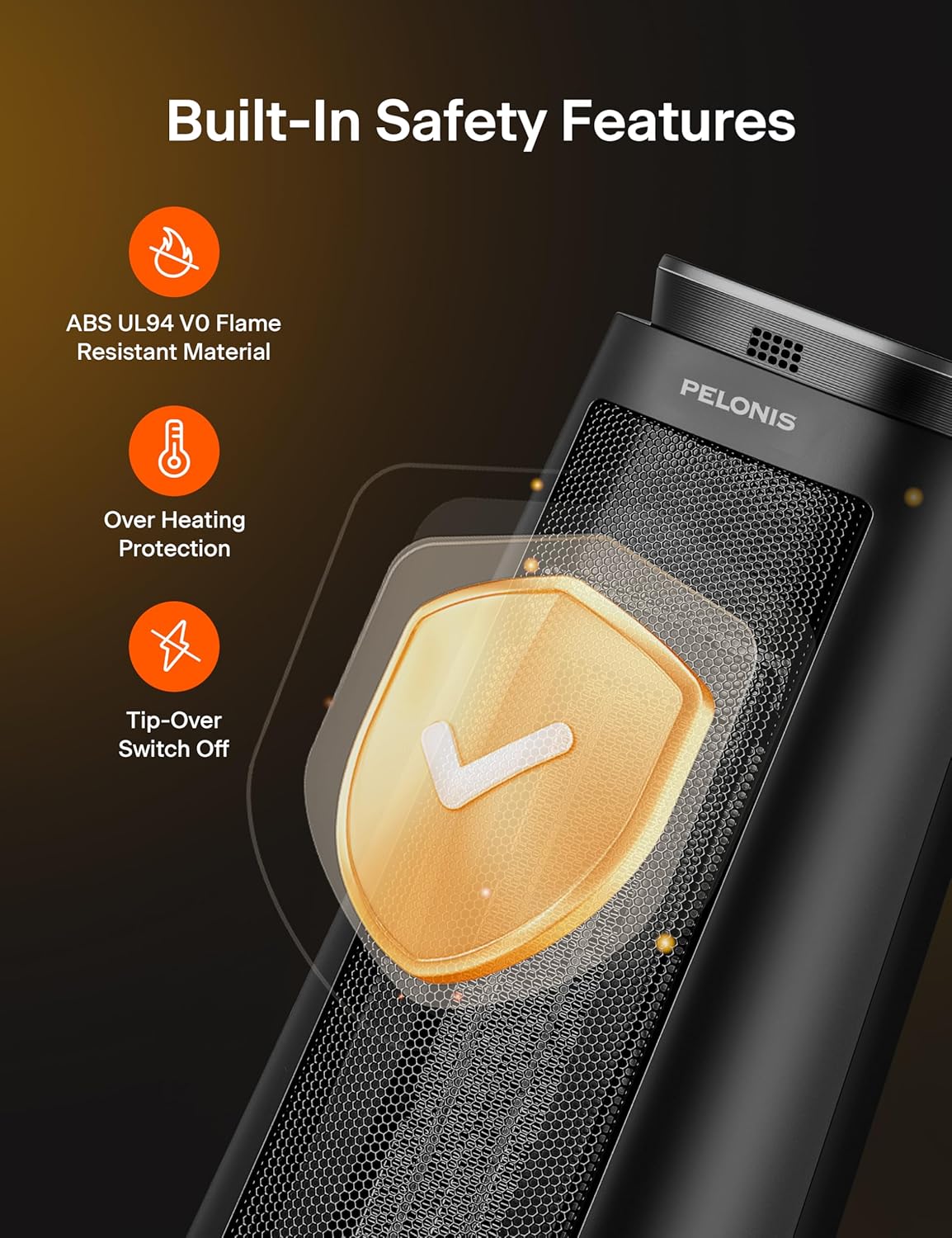 Pelonis Space Heater Portable for Indoor Use, 23 Inch Electric Heater with remote for Bedroom, 1500W PTC Fan Heater with Overheating& tip - over Protection, Quiet, Energy Efficient, 70°Oscillating - with | Sold by Uncle Wiener's Wholesale