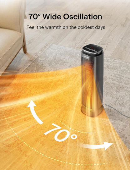 Pelonis Space Heater Portable for Indoor Use, 23 Inch Electric Heater with remote for Bedroom, 1500W PTC Fan Heater with Overheating& tip - over Protection, Quiet, Energy Efficient, 70°Oscillating - with | Sold by Uncle Wiener's Wholesale