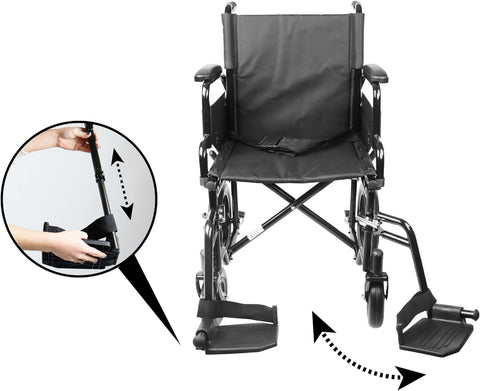 PEPE Mobility - Transport Wheelchair for Seniors, Foldable Steel with Seatbelt, Elderly Wide Wheels - with | Sold by Uncle Wiener's Wholesale