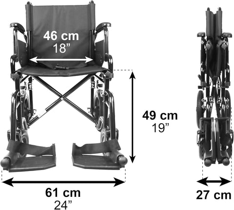 PEPE Mobility - Transport Wheelchair for Seniors, Foldable Steel with Seatbelt, Elderly Wide Wheels - with | Sold by Uncle Wiener's Wholesale