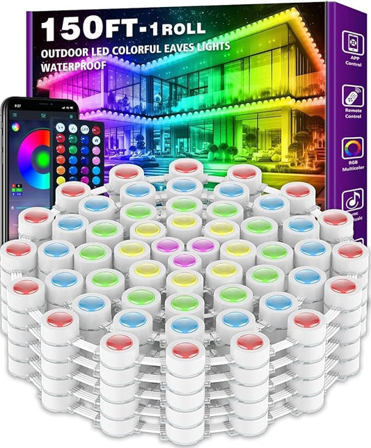Permanent Outdoor LED Eave Lights Waterproof App Controlled RGB House Lighting - with 150 FT | Sold by Uncle Wiener's Wholesale