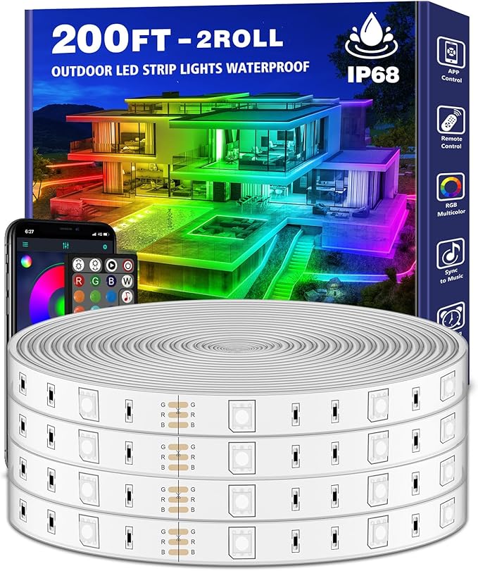 Permanent Outdoor LED Eave Lights Waterproof App Controlled RGB House Lighting - with 200 FT | Sold by Uncle Wiener's Wholesale