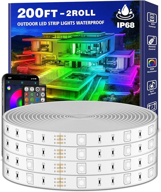 Permanent Outdoor LED Eave Lights Waterproof App Controlled RGB House Lighting - with 200 FT | Sold by Uncle Wiener's Wholesale
