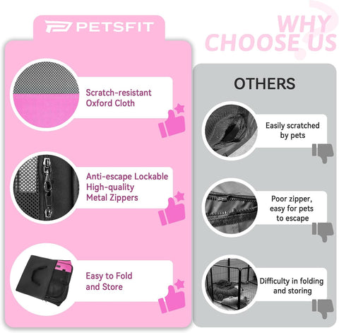 PETSFIT Dog Playpen, Pop Up 36" Sturdy Foldable Medium Dog Kennel Puppy Playpen Indoor Outdoor Portable Pet Playpen with Carring Case Zipper Removable Mesh Top and Leakproof Playpen Bottom Mat BLACK M - with M | Sold by Uncle Wiener's Wholesale
