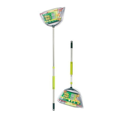 Pine - Sol Indoor Jumbo Broom with Long, Stainless Steel Collapsible Handle for Easy Storage, Heavy Duty Angle Bristles for Wood, Tile, Linoleum, and More - Sweeps Wet or Dry Debris - with Green & Gray | Sold by Uncle Wiener's Wholesale