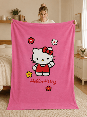 Pink Hello Kitty Queen Size 60" x 80" Soft Plush Blanket for Bed, Couch, Kids Room & Gift HE6080