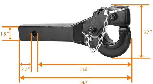Pintle Hitch 2" Receiver Hook – Heavy - Duty 10 Ton Towing Capacity PH10T57 - with | Sold by Uncle Wiener's Wholesale