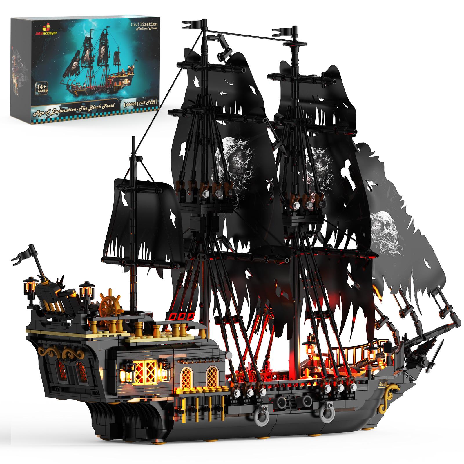 Pirate Ship Black Pearl Building Block Set 1773 PCS Large Display Model Sailing Ship Kit 40002 - with | Sold by Uncle Wiener's Wholesale