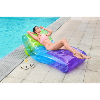 Play Day Multicolor Gradient Chaise Lounge Pool Float – 69" Inflatable Adult Lounger 821808053049 - with | Sold by Uncle Wiener's Wholesale