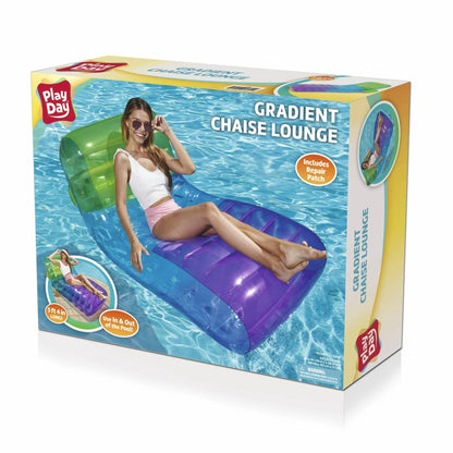 Play Day Multicolor Gradient Chaise Lounge Pool Float – 69" Inflatable Adult Lounger 821808053049 - with | Sold by Uncle Wiener's Wholesale
