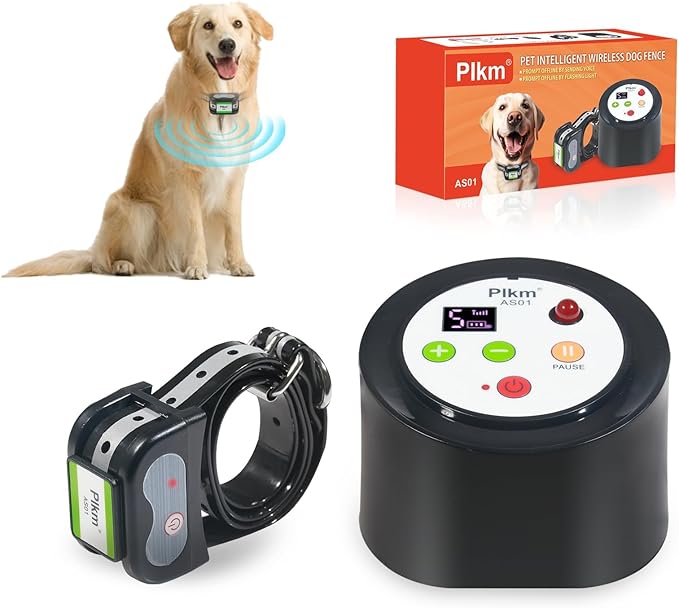 PLkm AS01 Wireless Dog Fence System Rechargeable Pet Containment Collar - with | Sold by Uncle Wiener's Wholesale