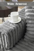 Plush Cloud Sectional Sofa – Oversized 8.6 FT Corduroy Couch with 6 Pillows - with Gray Corduroy | Sold by Uncle Wiener's Wholesale