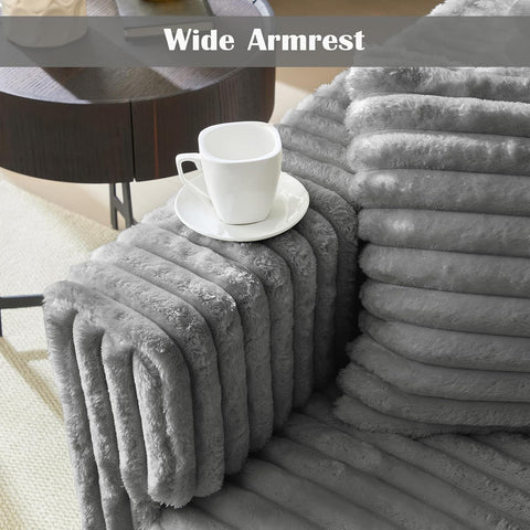 Plush Cloud Sectional Sofa – Oversized 8.6 FT Corduroy Couch with 6 Pillows - with Gray Corduroy | Sold by Uncle Wiener's Wholesale