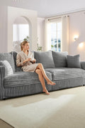 Plush Cloud Sectional Sofa – Oversized 8.6 FT Corduroy Couch with 6 Pillows - with Gray Corduroy | Sold by Uncle Wiener's Wholesale