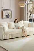 Plush Cloud Sectional Sofa – Oversized 8.6 FT Corduroy Couch with 6 Pillows - with Beige Corduroy | Sold by Uncle Wiener's Wholesale