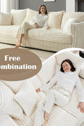 Plush Cloud Sectional Sofa – Oversized 8.6 FT Corduroy Couch with 6 Pillows - with Gray Corduroy | Sold by Uncle Wiener's Wholesale