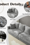Plush Cloud Sectional Sofa – Oversized 8.6 FT Corduroy Couch with 6 Pillows - with Gray Corduroy | Sold by Uncle Wiener's Wholesale