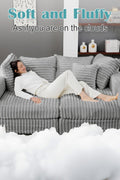 Plush Cloud Sectional Sofa – Oversized 8.6 FT Corduroy Couch with 6 Pillows - with Gray Corduroy | Sold by Uncle Wiener's Wholesale