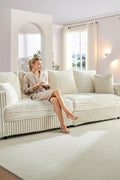 Plush Cloud Sectional Sofa – Oversized 8.6 FT Corduroy Couch with 6 Pillows - with Gray Corduroy | Sold by Uncle Wiener's Wholesale