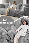 Plush Cloud Sectional Sofa – Oversized 8.6 FT Corduroy Couch with 6 Pillows - with Gray Corduroy | Sold by Uncle Wiener's Wholesale