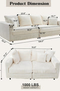 Plush Cloud Sectional Sofa – Oversized 8.6 FT Corduroy Couch with 6 Pillows - with Gray Corduroy | Sold by Uncle Wiener's Wholesale
