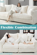 Plush Cloud Sectional Sofa – Oversized 8.6 FT Corduroy Couch with 6 Pillows - with Gray Corduroy | Sold by Uncle Wiener's Wholesale