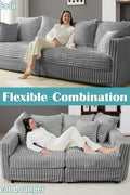 Plush Cloud Sectional Sofa – Oversized 8.6 FT Corduroy Couch with 6 Pillows - with Gray Corduroy | Sold by Uncle Wiener's Wholesale