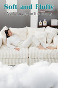 Plush Cloud Sectional Sofa – Oversized 8.6 FT Corduroy Couch with 6 Pillows - with Gray Corduroy | Sold by Uncle Wiener's Wholesale