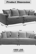 Plush Cloud Sectional Sofa – Oversized 8.6 FT Corduroy Couch with 6 Pillows - with Gray Corduroy | Sold by Uncle Wiener's Wholesale