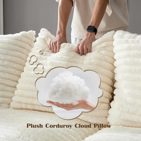 Plush Cloud Sectional Sofa – Oversized 8.6 FT Corduroy Couch with 6 Pillows - with Gray Corduroy | Sold by Uncle Wiener's Wholesale