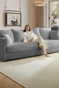 Plush Cloud Sectional Sofa – Oversized 8.6 FT Corduroy Couch with 6 Pillows - with Gray Corduroy | Sold by Uncle Wiener's Wholesale