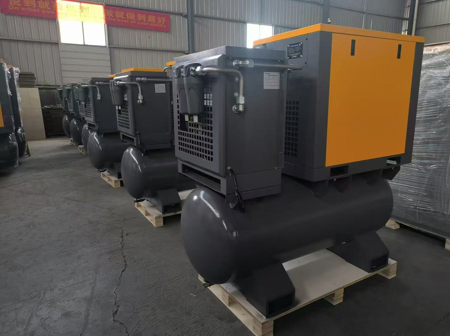 PM VSD Screw Air Compressor with Air Dryer & Tank – 10HP / 15HP / 20HP – OPA Series - with 10HP PM VSD - 380L Tank | Sold by Uncle Wiener's Wholesale